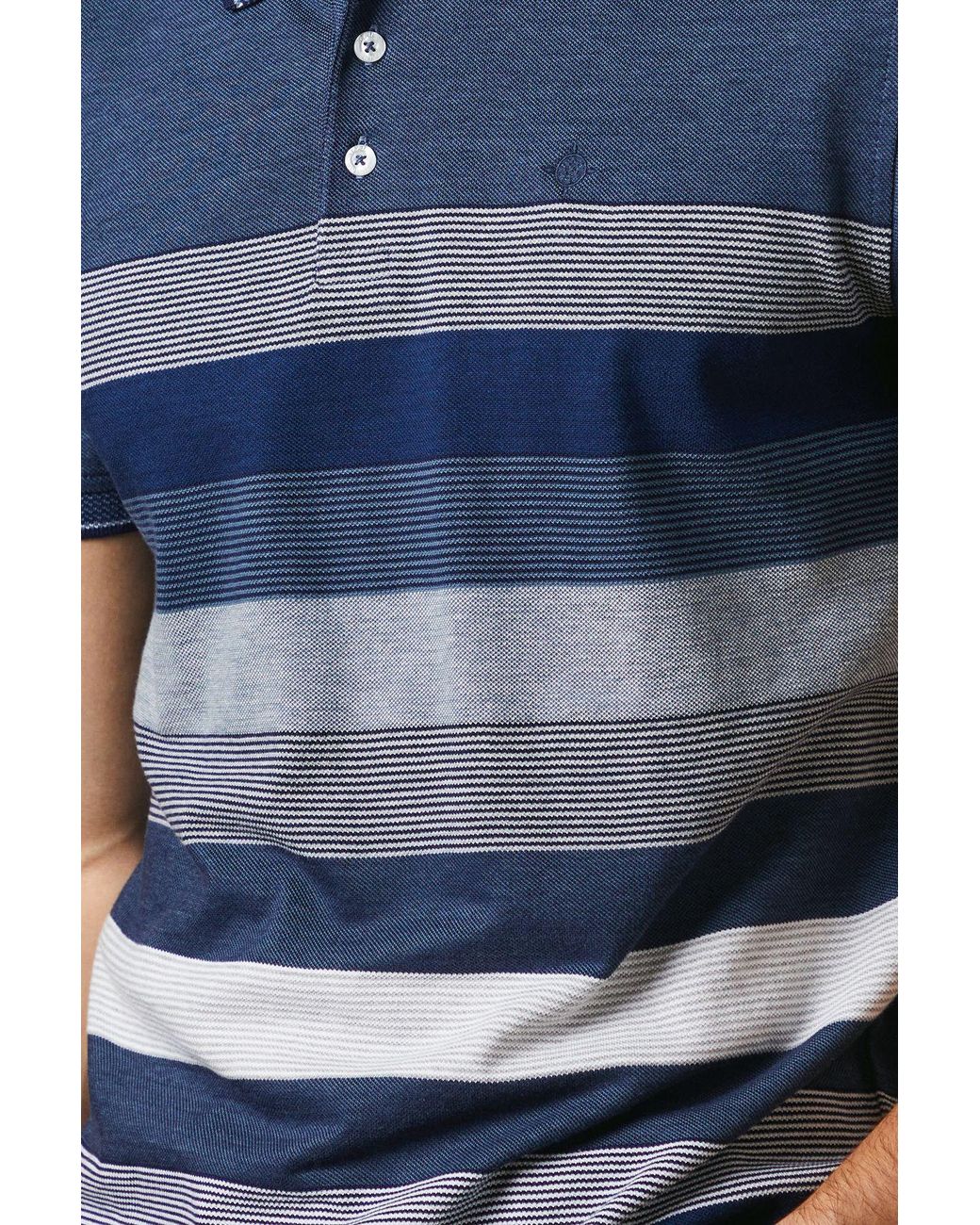 MAINE Blue Oakland Stripe Polo Shirt for men
