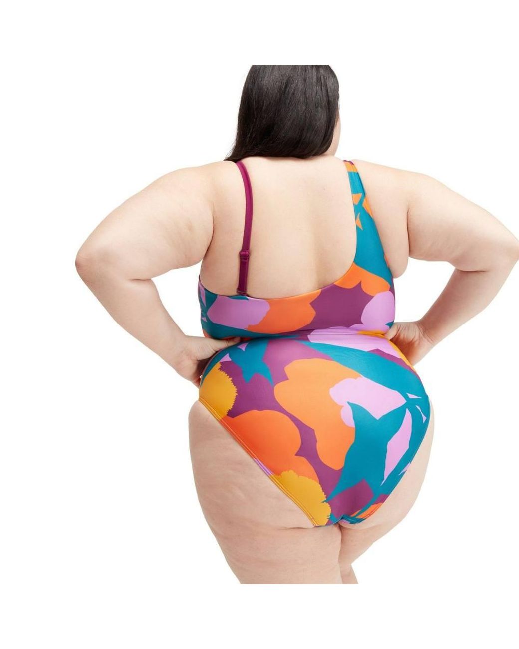 Speedo Orange Floral Pattern One Piece Swimsuit