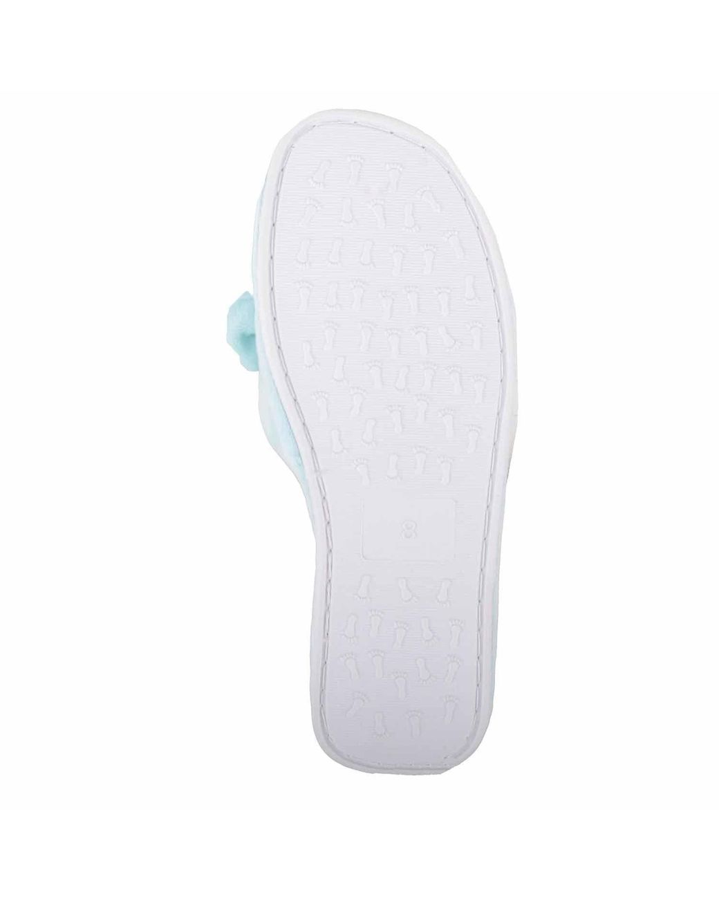 Absolute Footwear Blue Easy Slip On Velour Style Open Toe Mule Slipper With Bow Detail