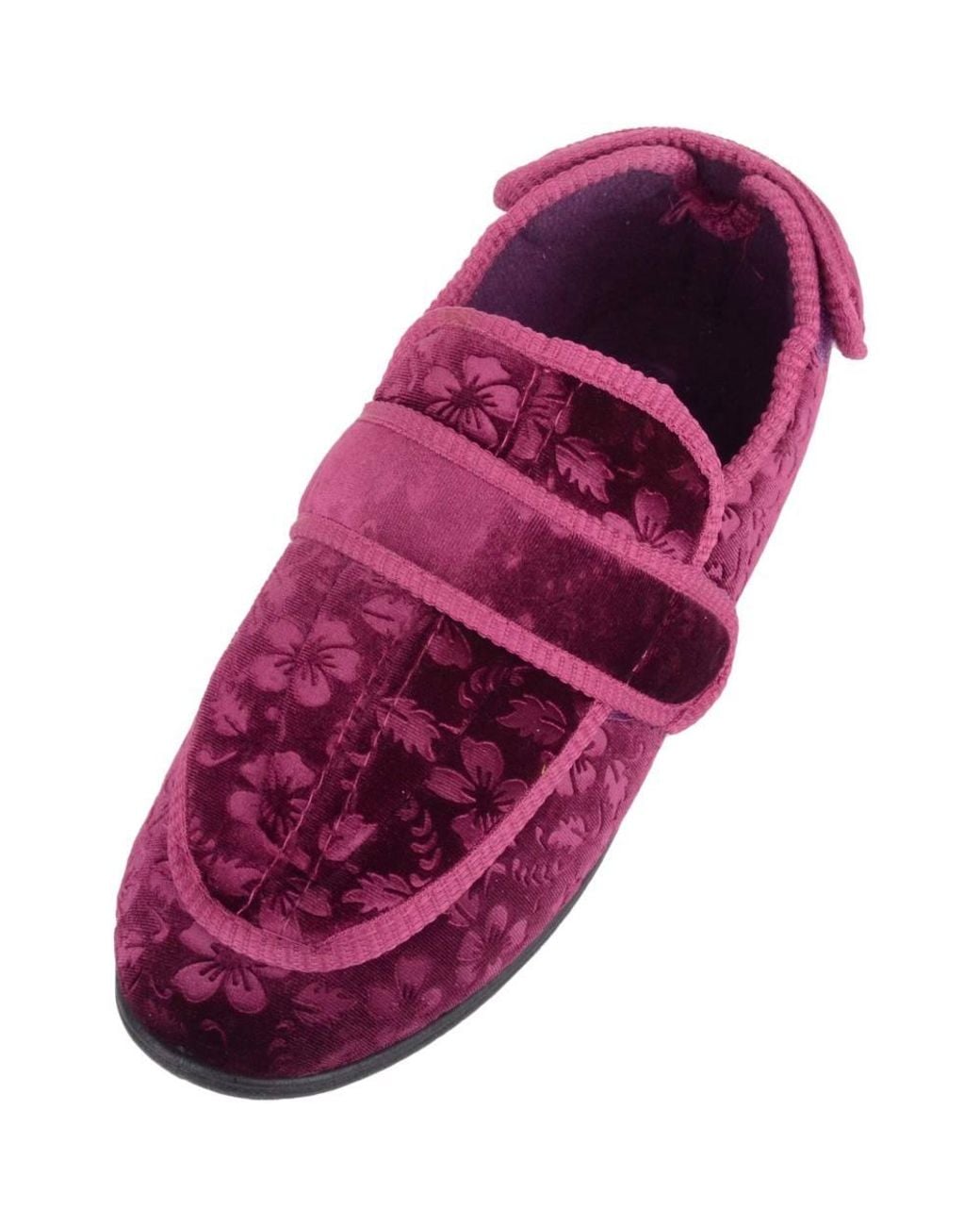 Absolute Footwear Purple Velour Style Indoor Slippers Booties, Multi Way Ripper Fastening