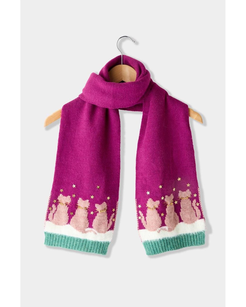 Joe Browns Pink Cosy Cats Winter Scarf