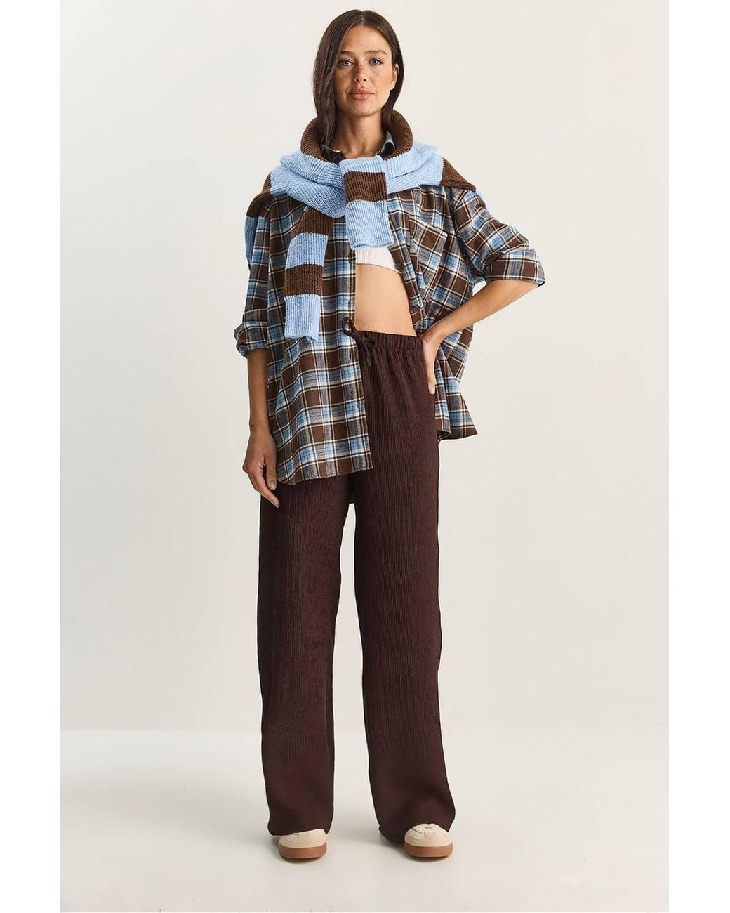 Bianco Lucci Blue High Waist Wide Leg Pants