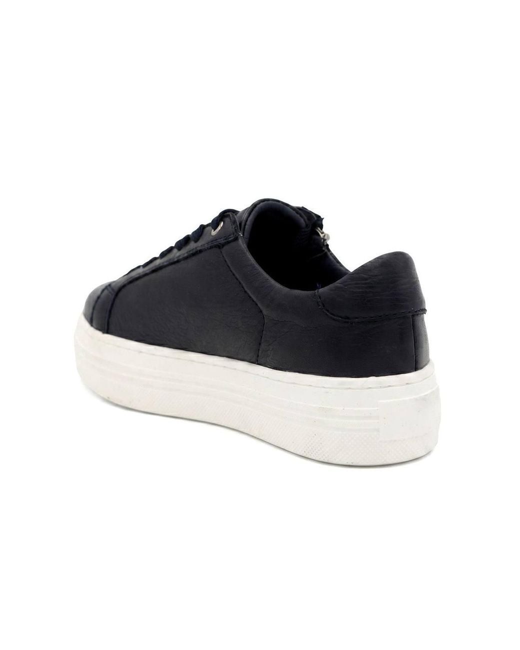 Jones Bootmaker Blue Amaliadawide Wide Fit Leather Platform Trainers