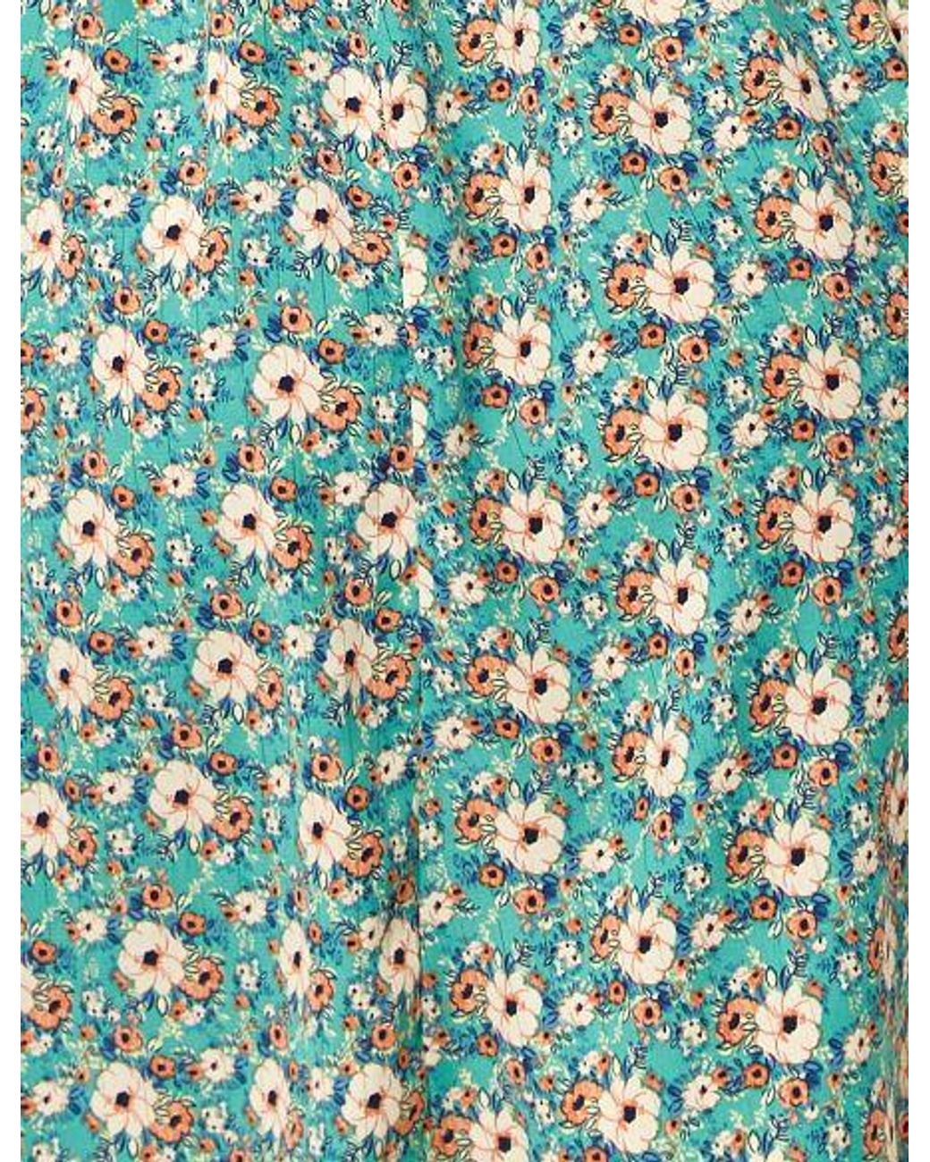 Liquorish Green Floral Print Smock Mini Dress With Peter Pan Collar