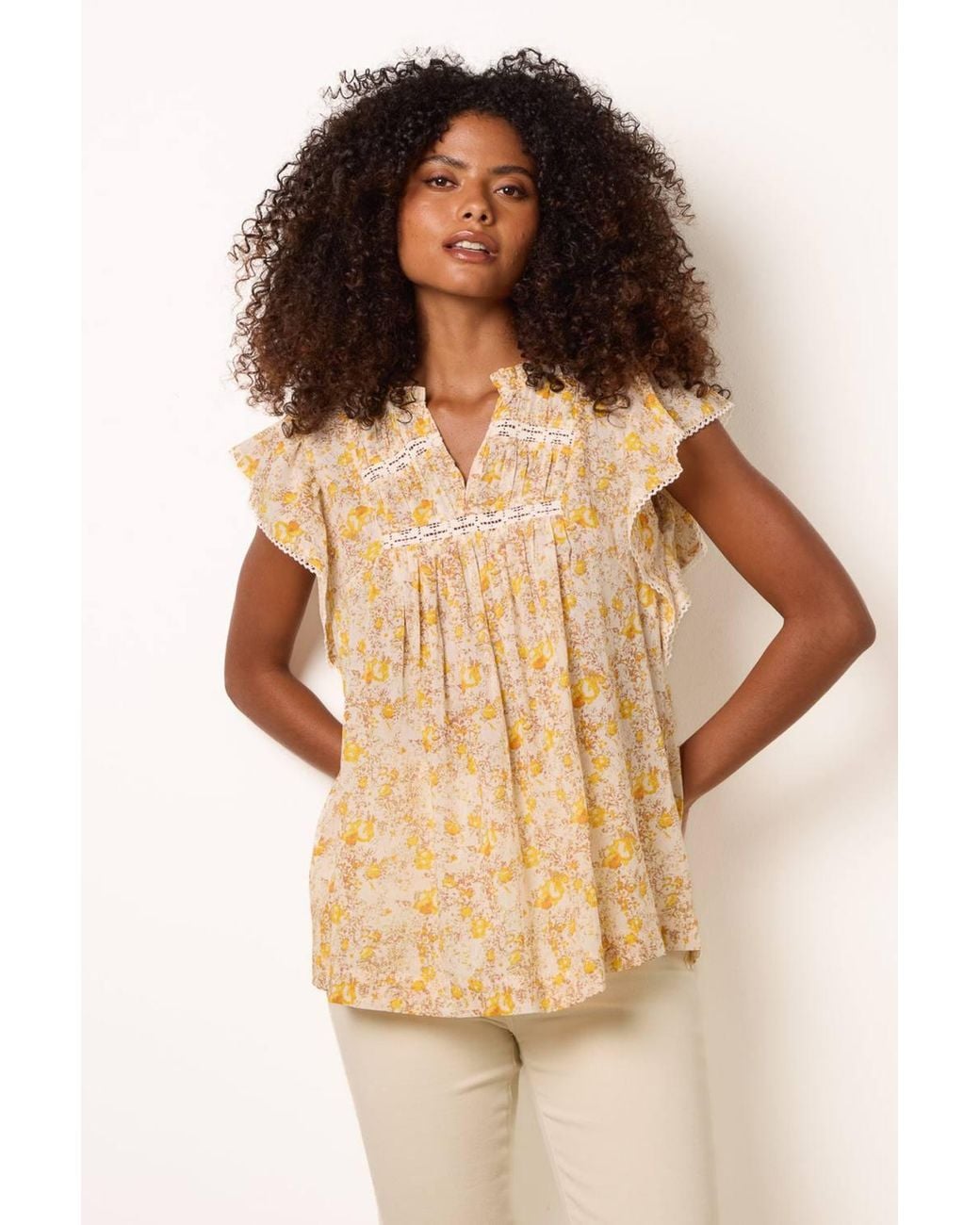 Blue Vanilla Natural Short Sleeve V-Neck Blouse