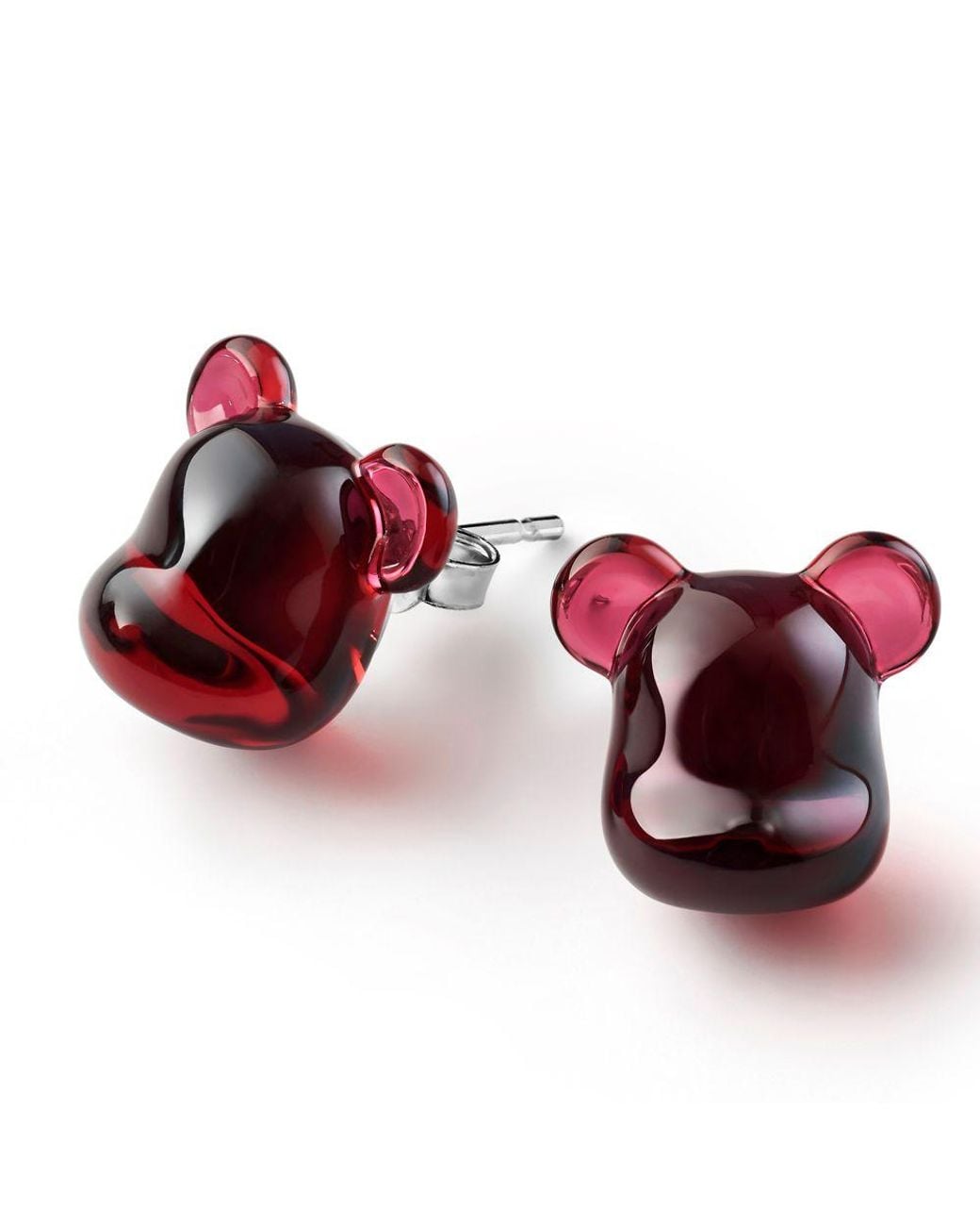 Baccarat Red Bearbrick Stud Earrings, & Crystal, Pair 2814124
