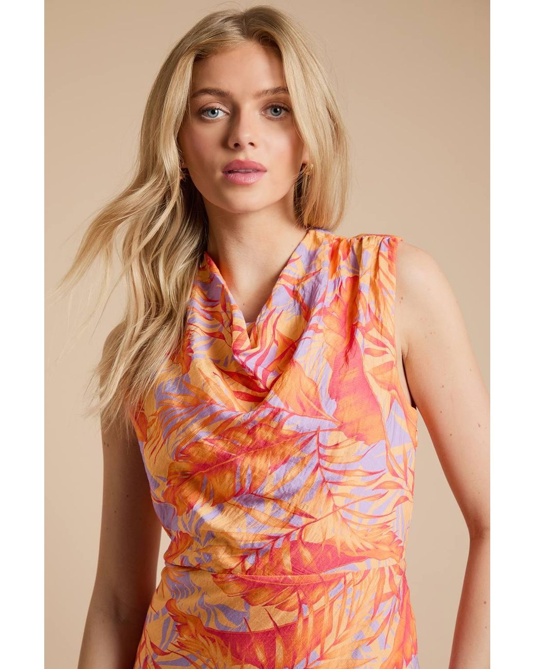 Dorothy Perkins Pink Cowl Neck Sleeveless Midi Dress