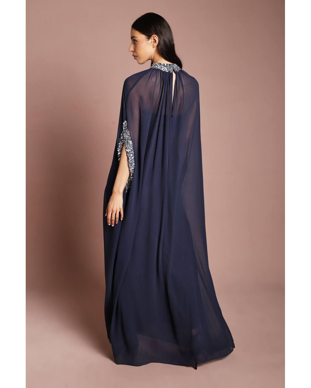 Coast Blue Muse Chiffon Cape Maxi Dress