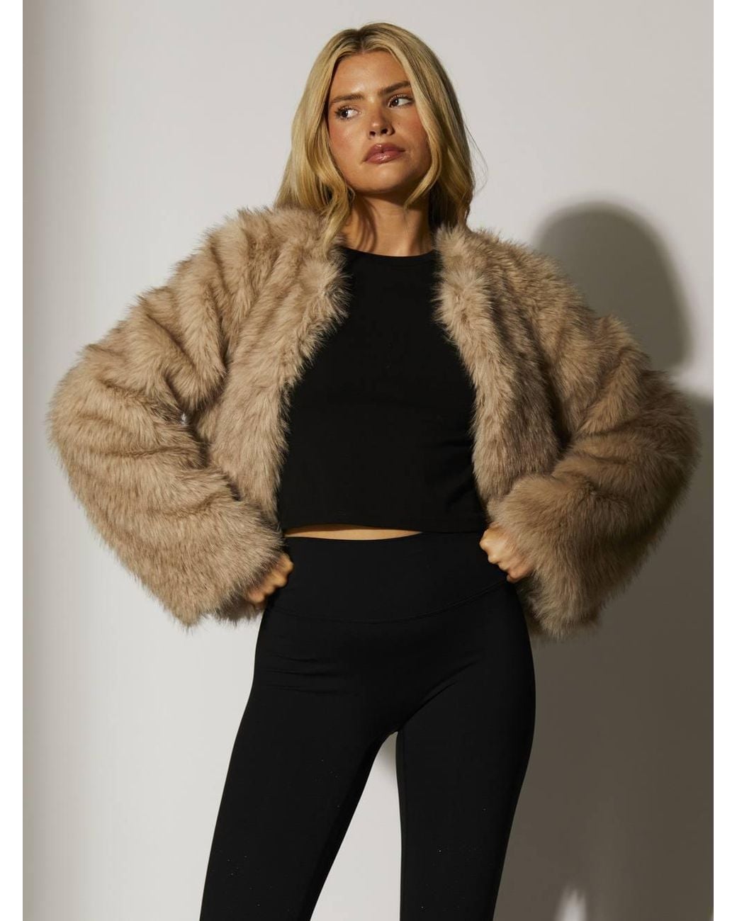 South Beach Brown Faux Fur Double Pocket Jacket