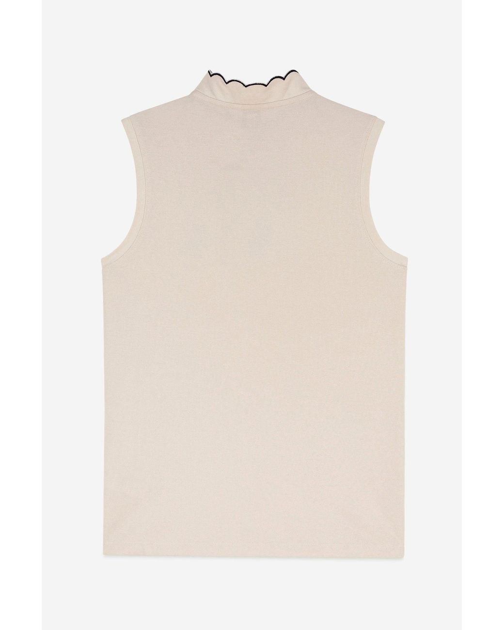 Enorsia Natural Regular Fit Sleeveless Pique Polo