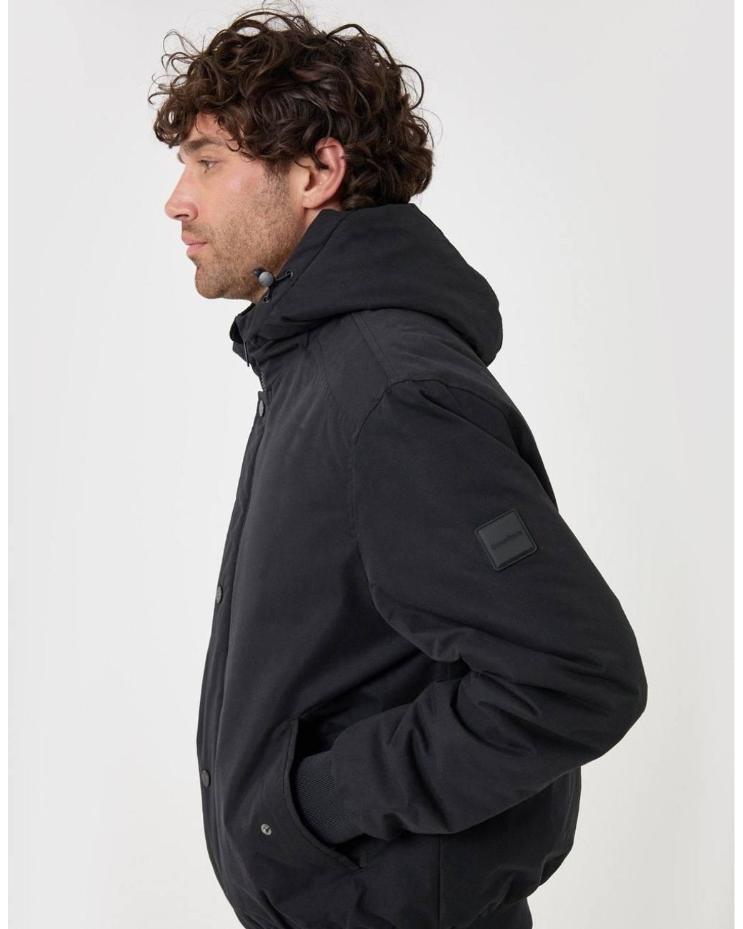 Threadbare Blue Showerproof Jacket With Borg Lined Hood for men