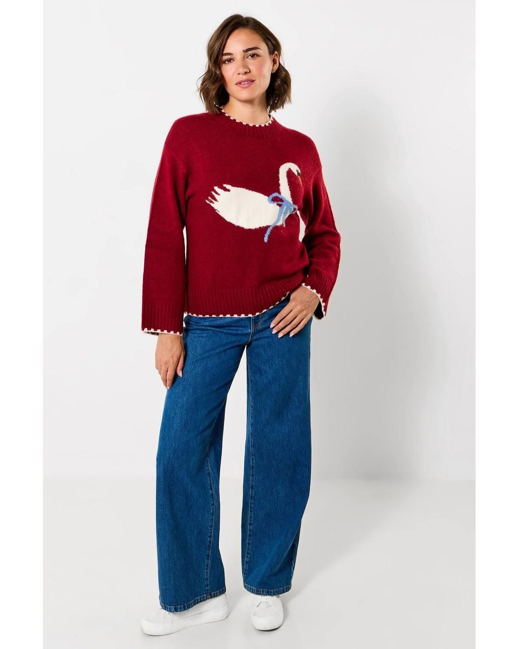 Joe Browns Red Make A Statement Swan Jumper