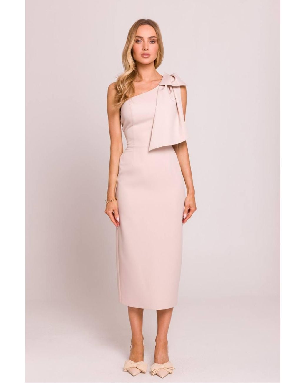 Love Lace Pink Asymmetric Sleeveless Pencil Dress With Zip