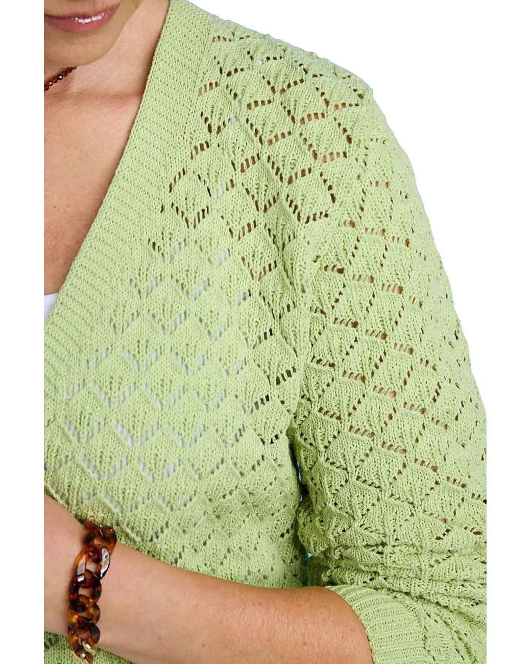 Chums Green Cardigan Pointelle Knit