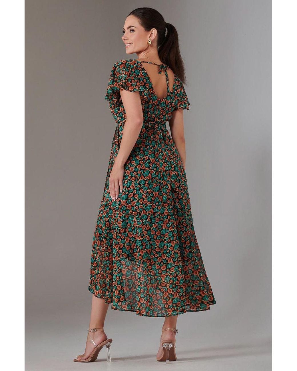 Jolie Moi Brown Petite High Low Midaxi Dress