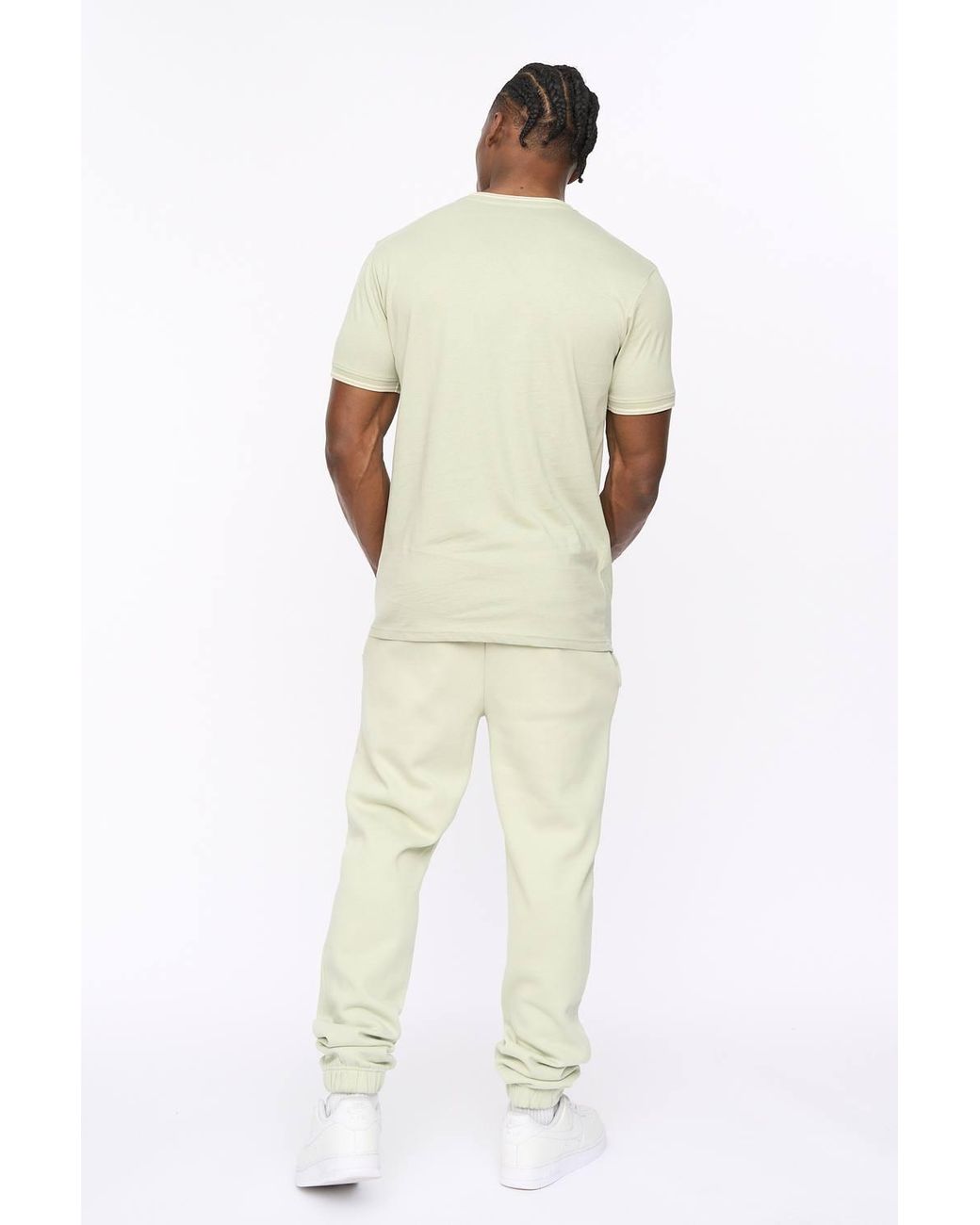 Crosshatch Green Preece Crew Neck Cotton T-Shirt With High Build Logo Print for men