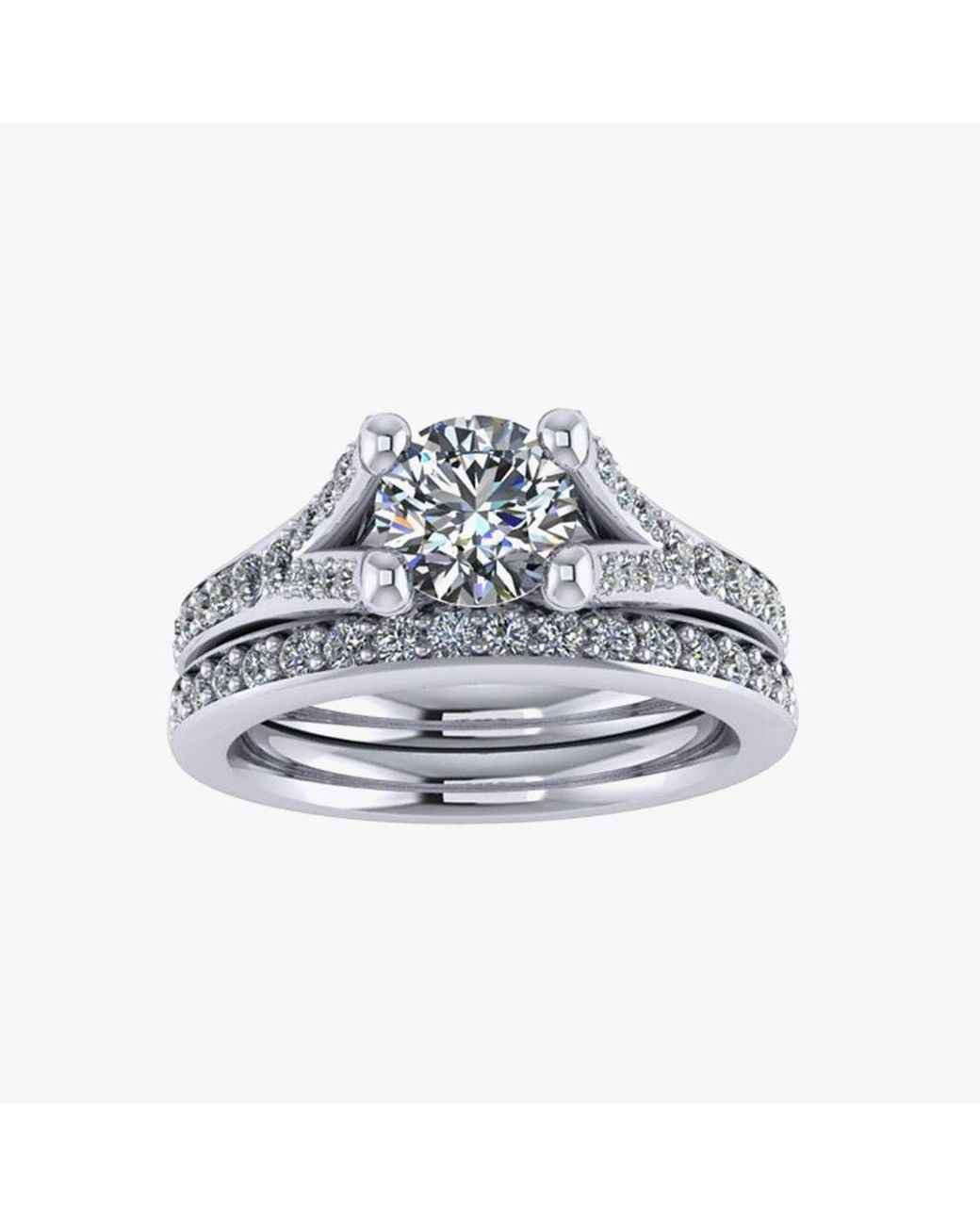 T.H.Baker White 9Ct Ruby & 0.2Ct Diamond Half Eternity Ring 50L76-9 Ruby P