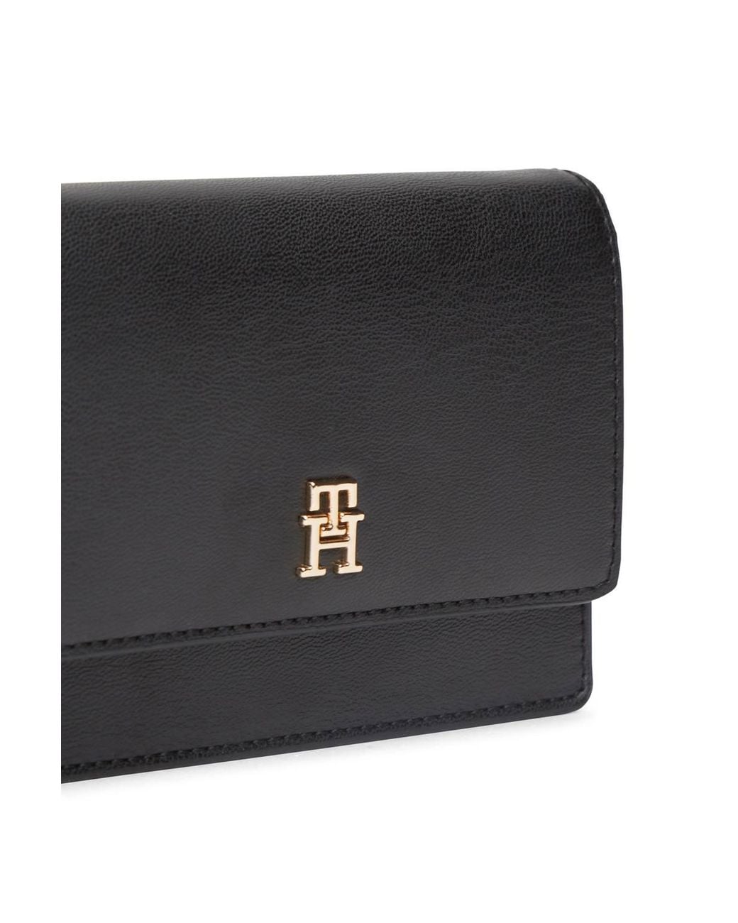 Tommy Hilfiger Black Th Icon Card Holder W/Chain