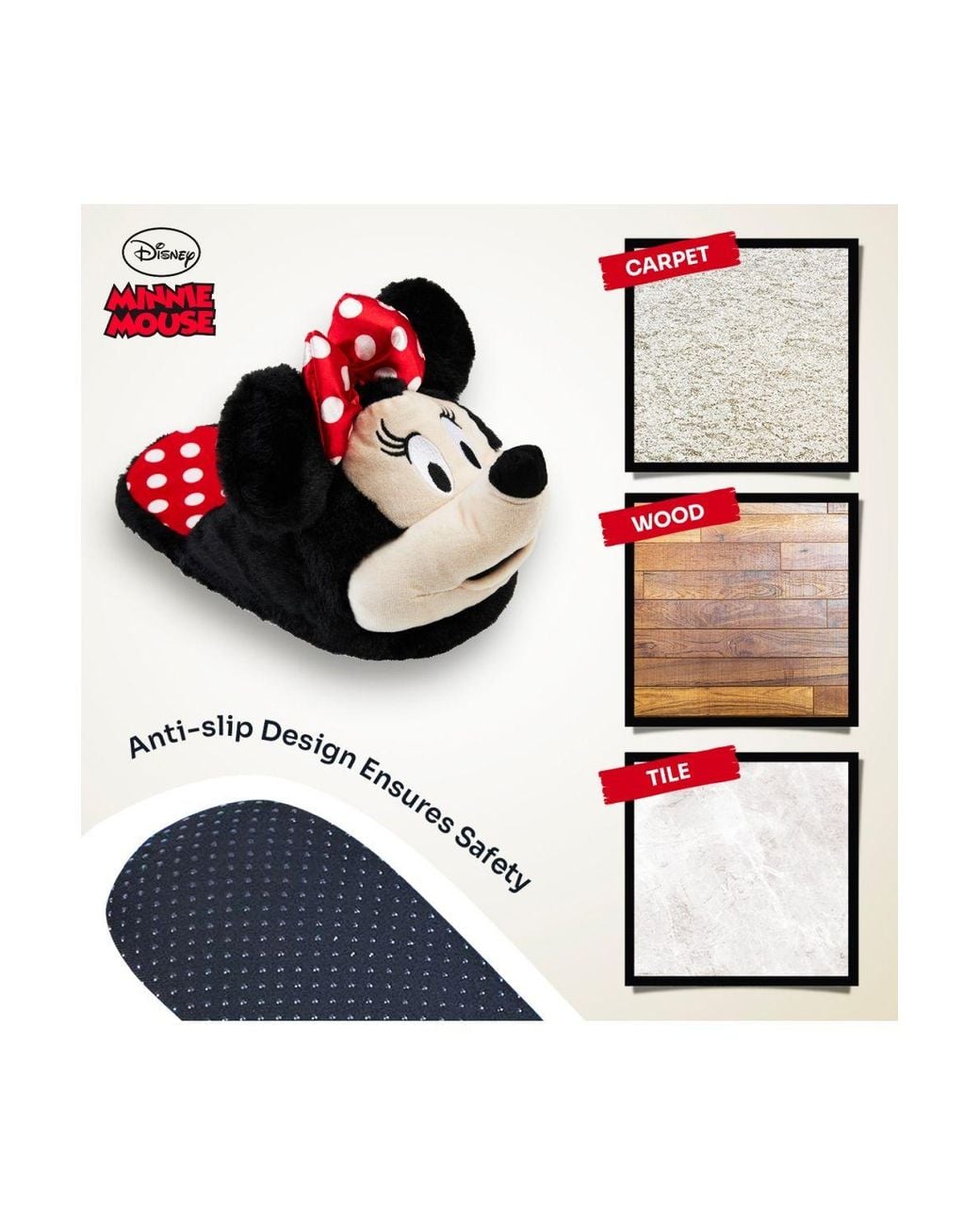 Disney White Minnie 3D Soft Slippers