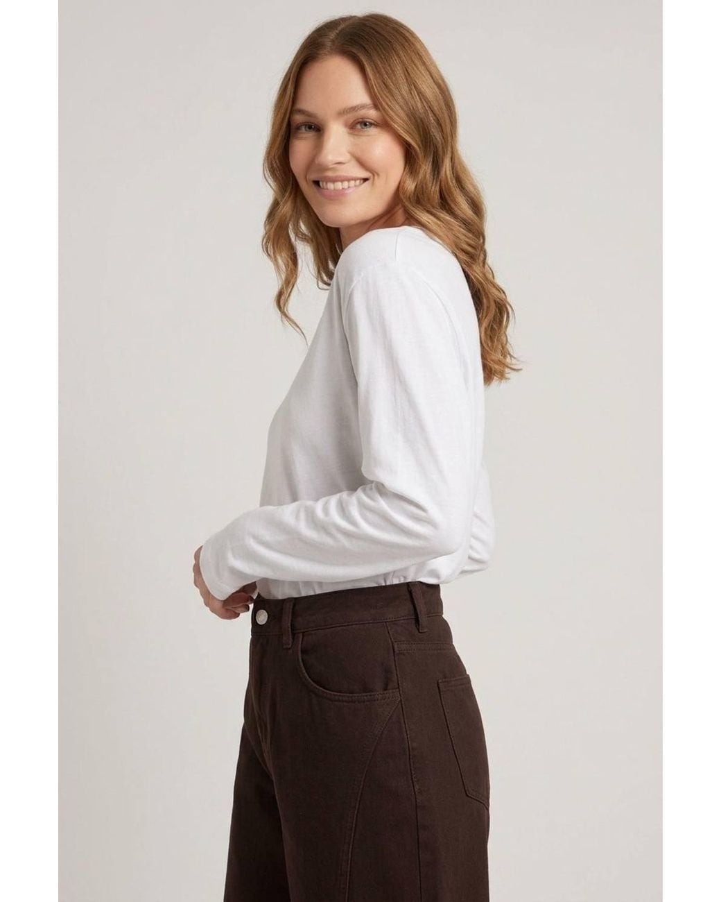 Izabel London Brown High Waist Barrel Leg Jeans