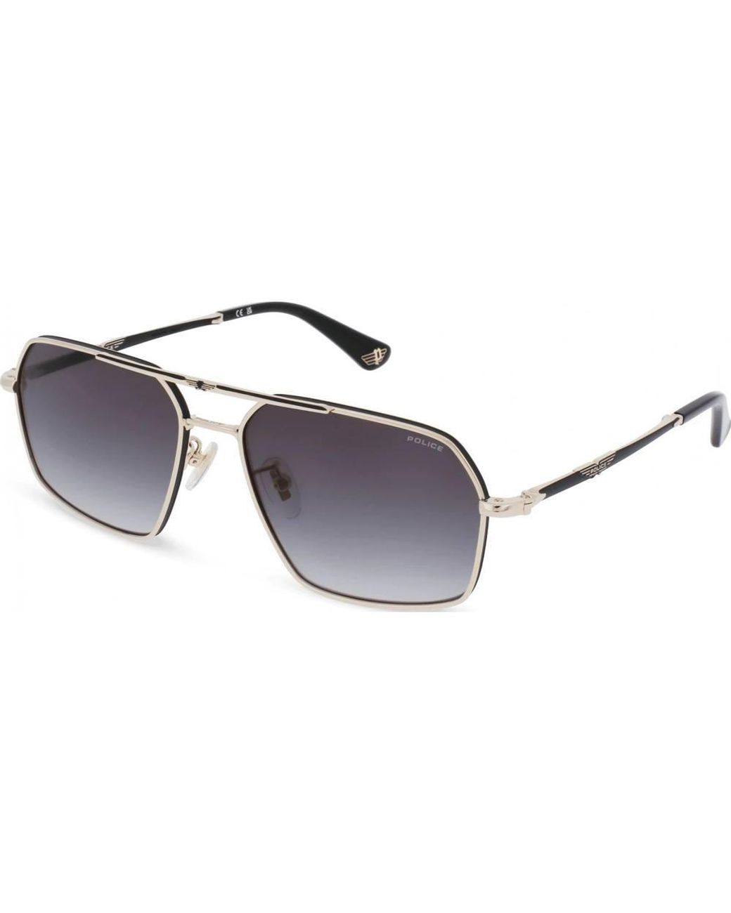 Police Metallic Spll86-58302Y Square/Rectangle Sunglasses for men