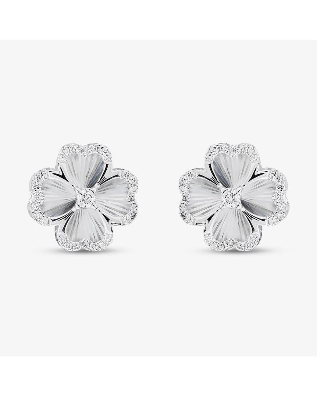 T.H.Baker Metallic 9Ct 0.15Ct Diamond Clover Stud Earrings The46885-15Sf (Wg)