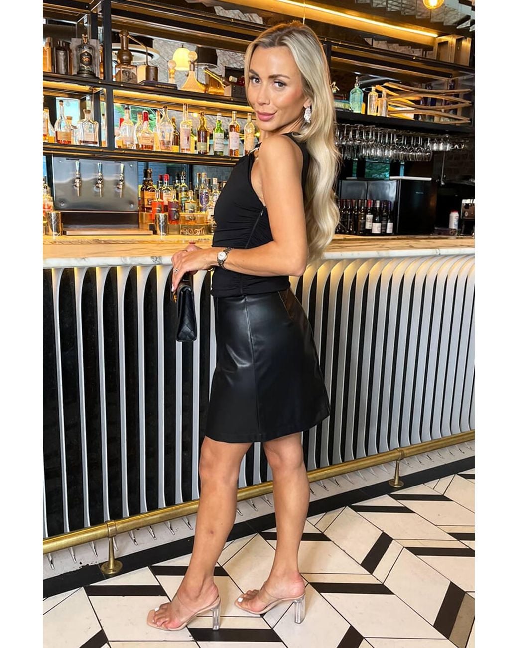 AX Paris Black Faux Leather Mini Skirt