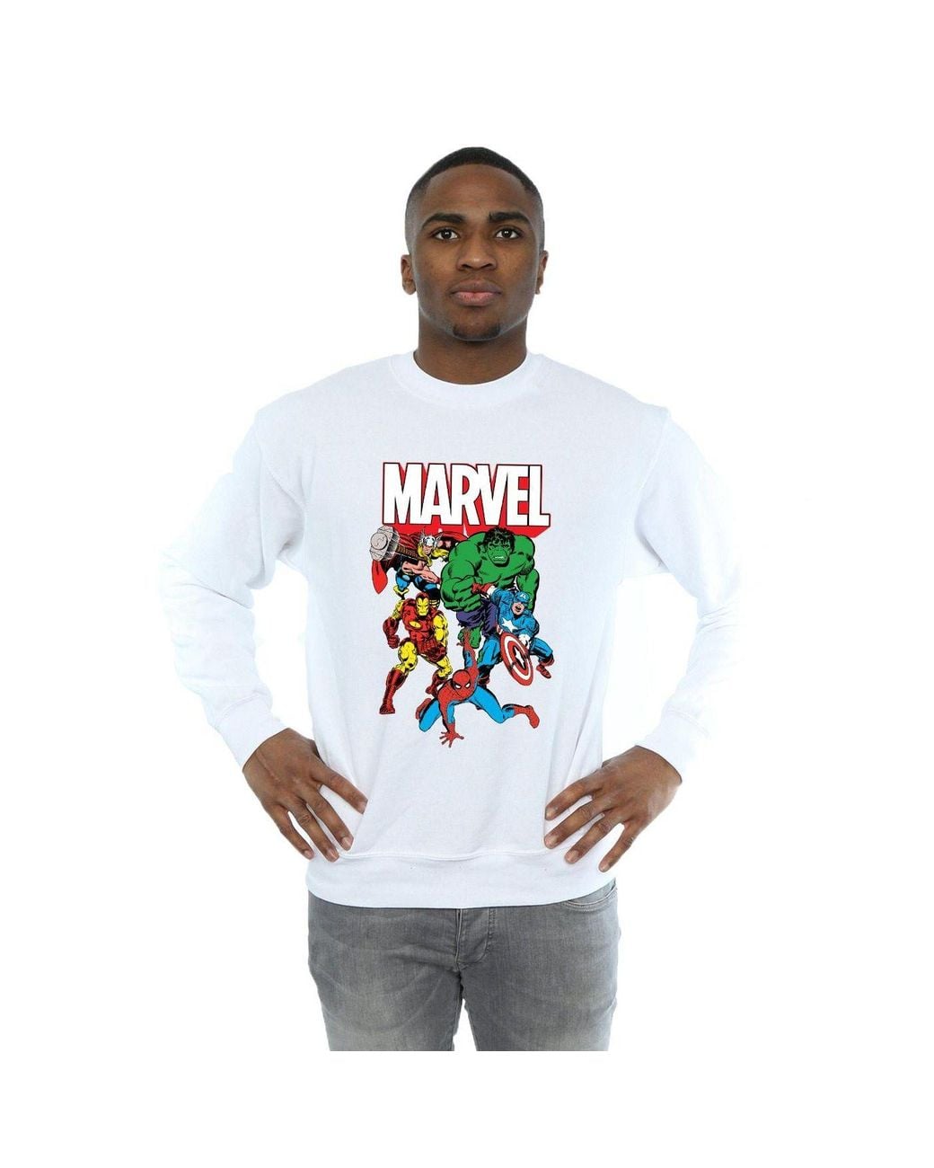 Marvel White Hero Group Sweatshirt for men