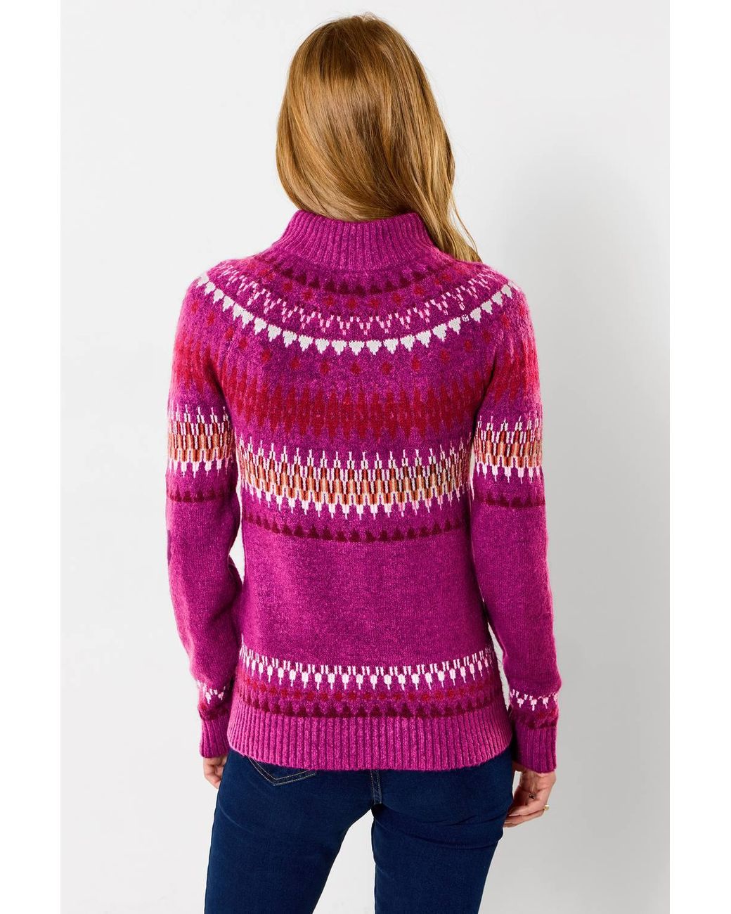 Joe Browns Purple Connie Half Zip Fairisle Jumper
