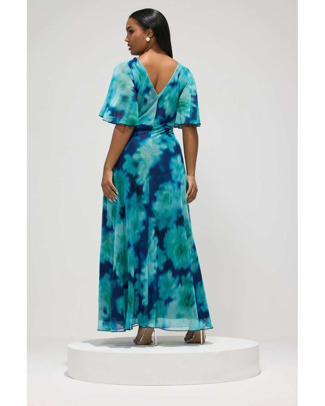 Yours Blue Blurred Abstract Maxi Dress