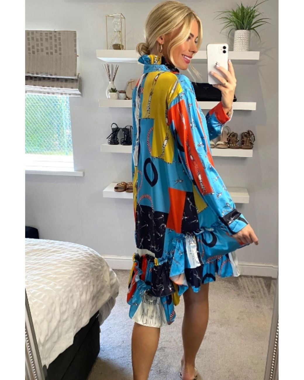 CY Blue High Low Hem Shirt Dress