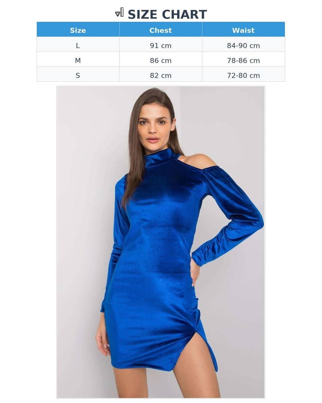 Love Lace Blue Velour Slit Evening Dress With Exposed Shoulders