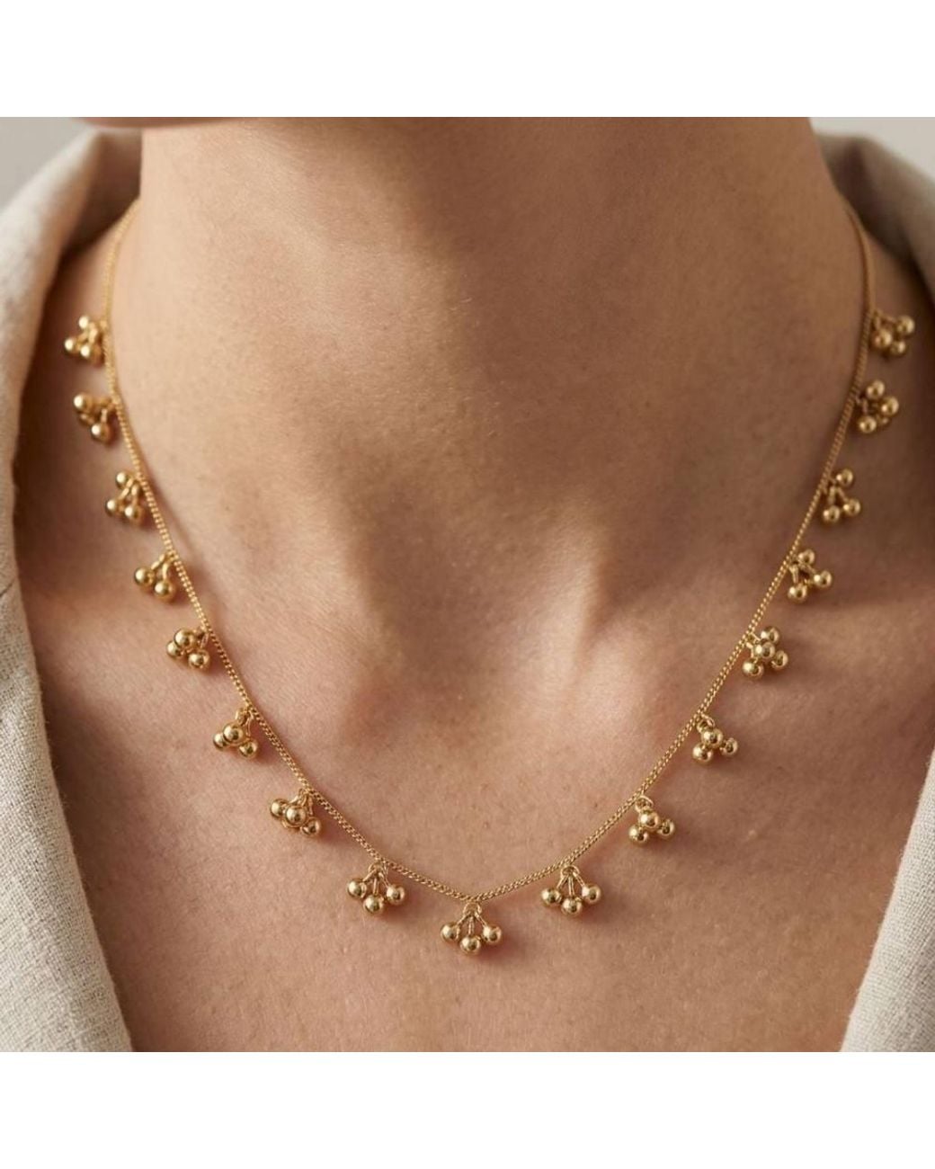 The Colourful Aura Natural Ball Cluster Charm Necklace, 18Ct Plated Brass