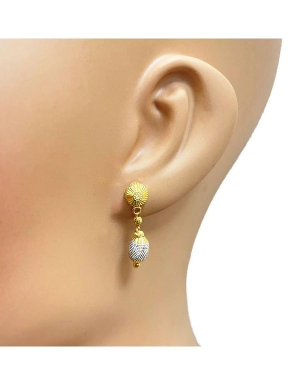 Raina Jewels Metallic 22Ct Diamond-Cut Textured Two-Tone Drop Earrings