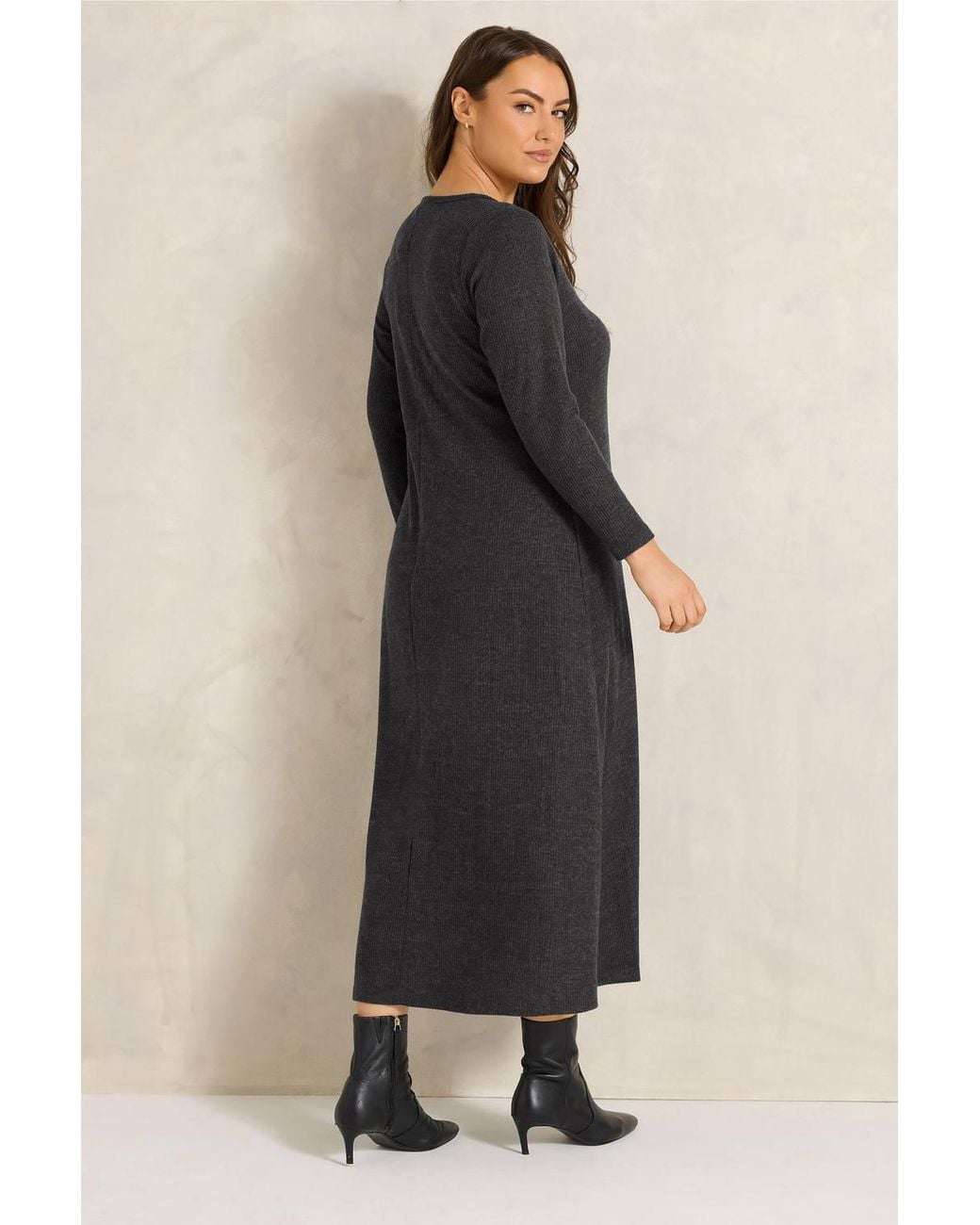 Evans Black Ribbed Swing Maxi Dress