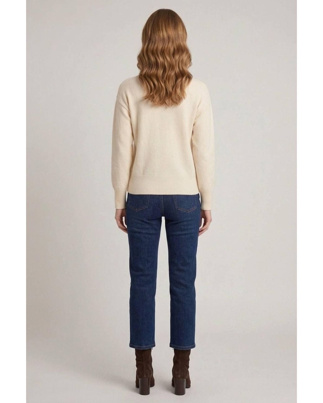 Izabel London Natural Floral Detail High Neck Relaxed Jumper