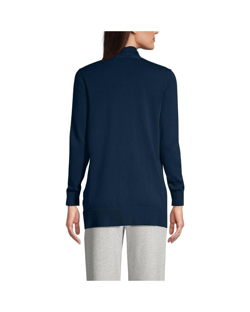 Lands' End Blue Long Sleeve Open Cardigan