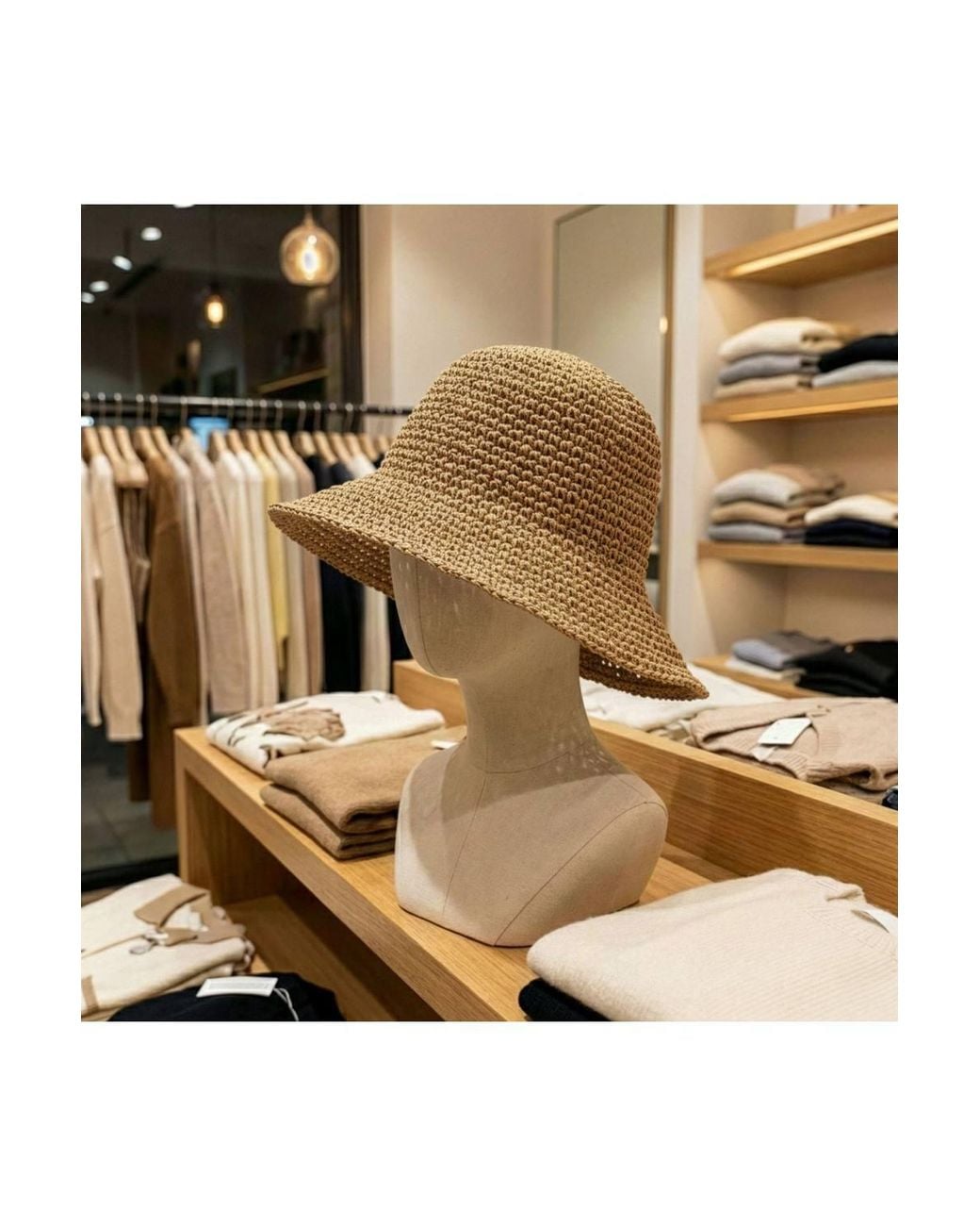 KDMD Metallic Nomad Sari Natural Coffee Packable Straw Floppy Sun Hat