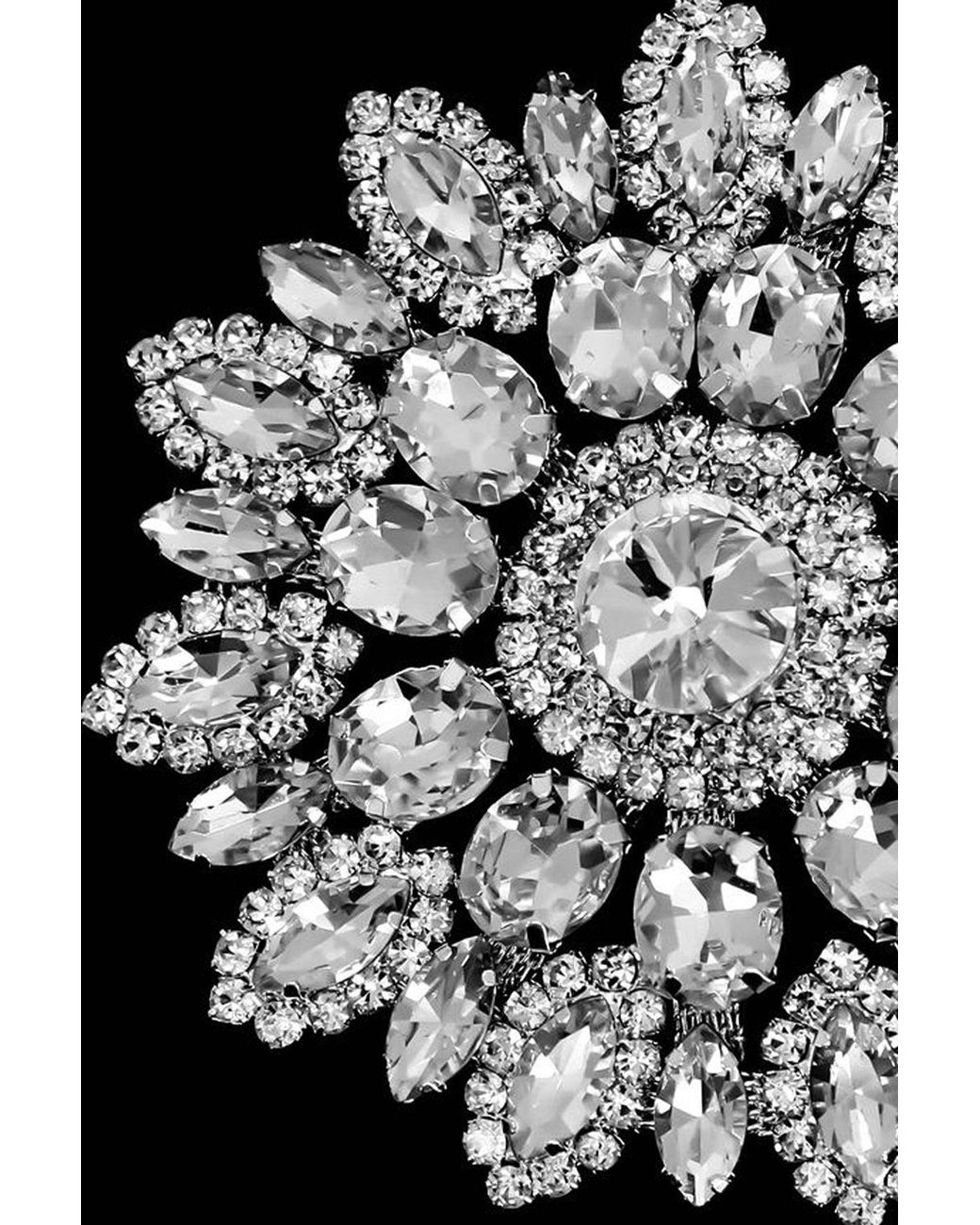 Neel Blue White Diamante Motif, Sew On Crystal Applique, 65Mm