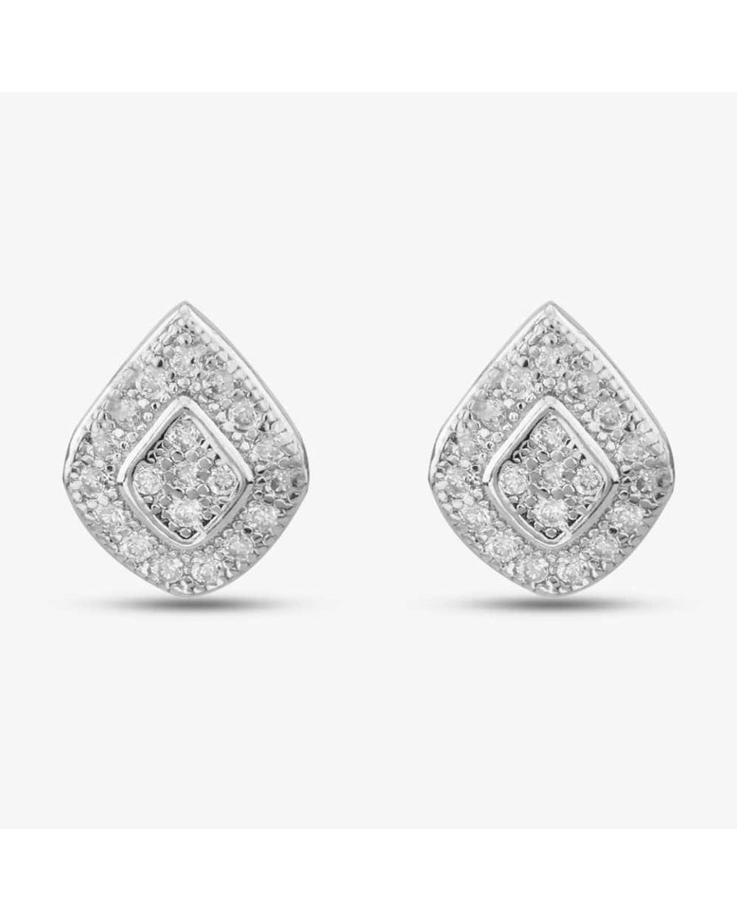 T.H.Baker Metallic Clear Pave Pearshaped Stud Earrings E610666