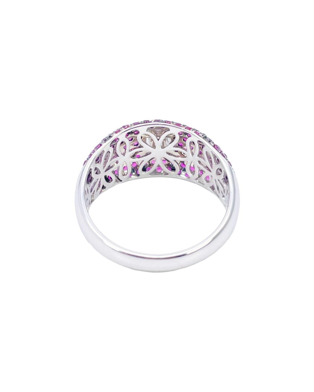 Raina Jewels Purple 18Ct Whitegold Ruby Baguette Diamond Cluster Cocktail Dome Ring 1.45Ct