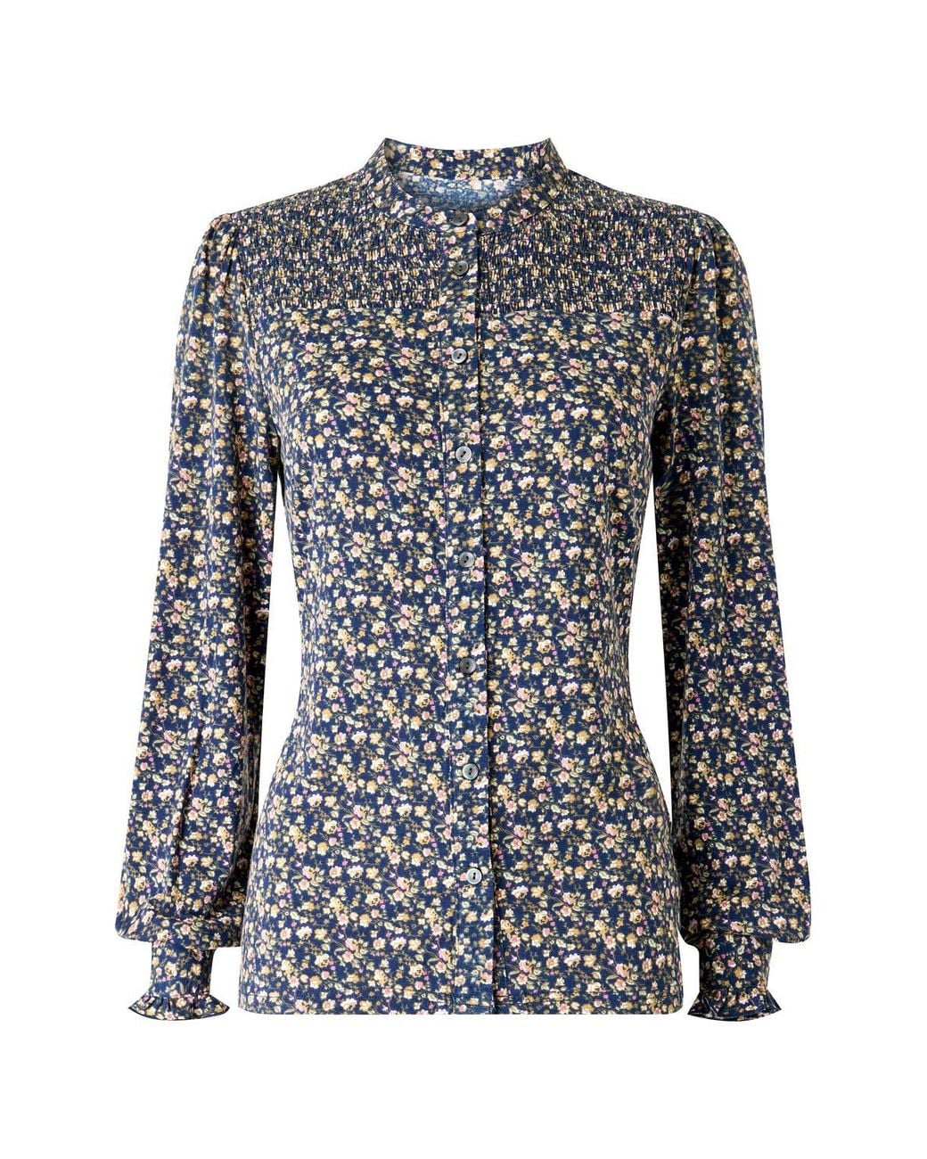 Joe Browns Blue Floral Print Button Through Jersey Top