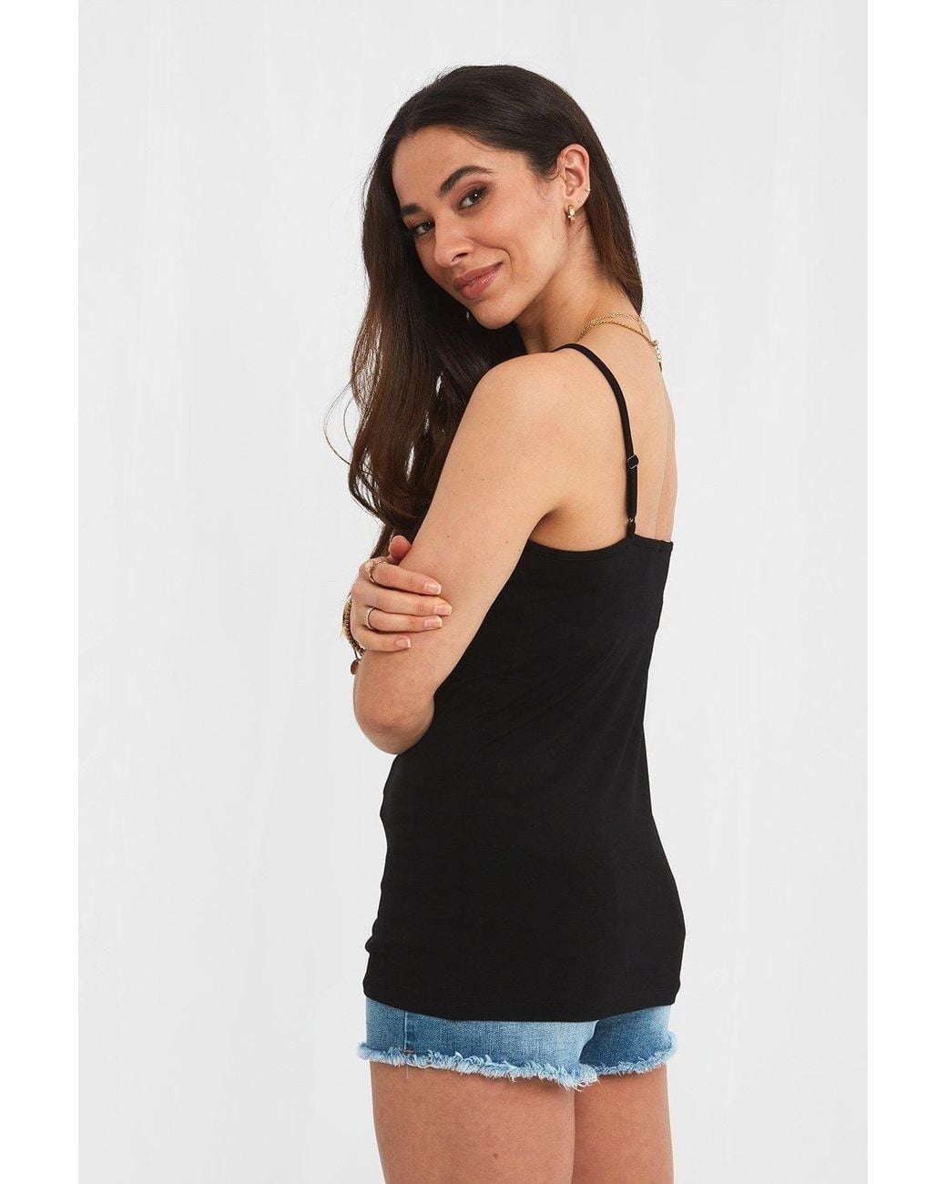 Joe Browns Black Basic Adjustable Strap Lace Insert Cami Top