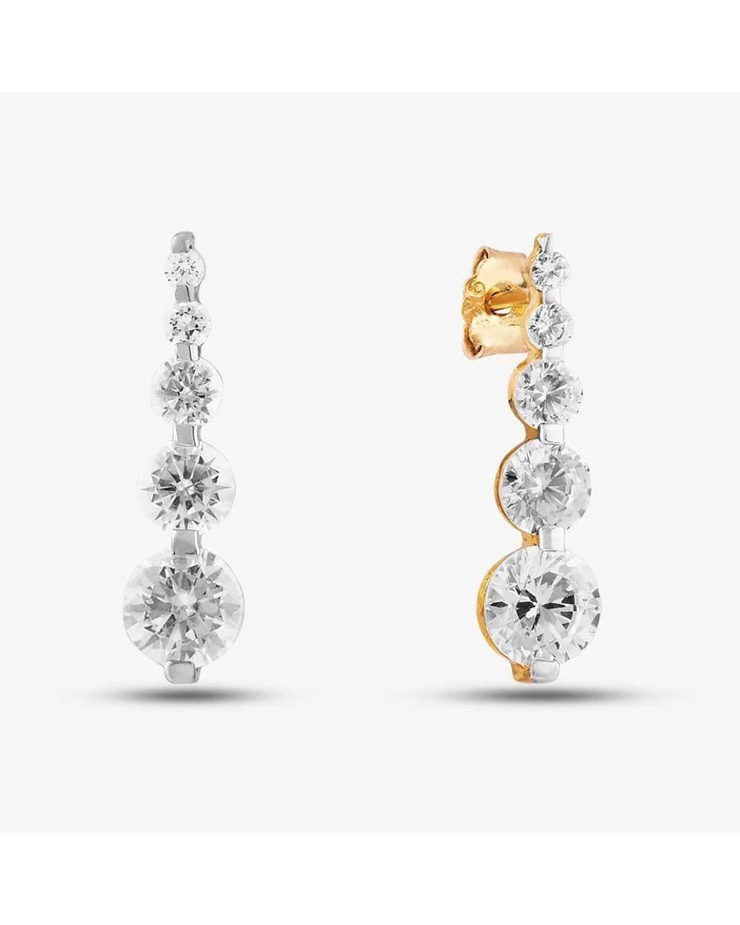 T.H.Baker White 9Ct Cubic Zirconia Graduated Dropper Earrings 1.58.4399