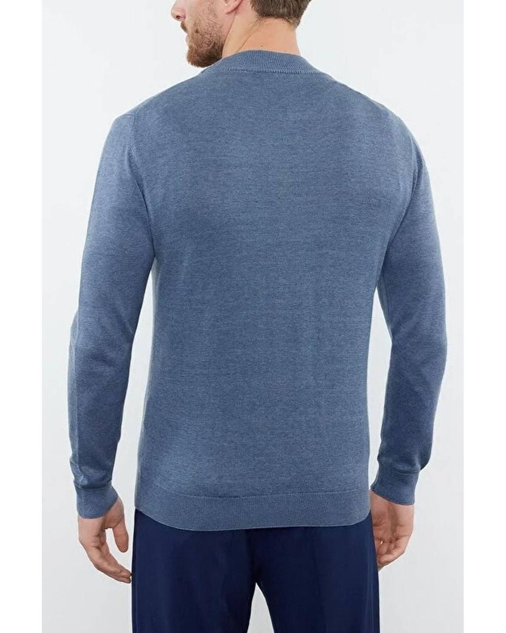 WOVCOR Blue High Neck Knit Sweater for men