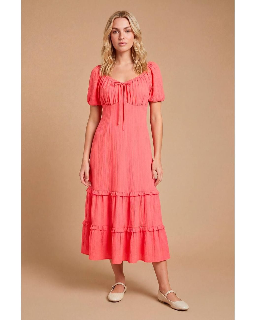 Dorothy Perkins Sweetheart Ruffle Tiered Hem Midi Dress