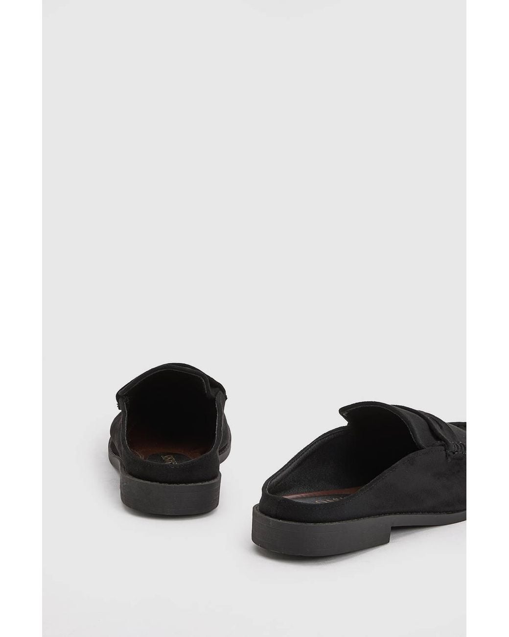 Oasis Black Raeghan Faux Suede Loafer Style Footbed Flat Mules