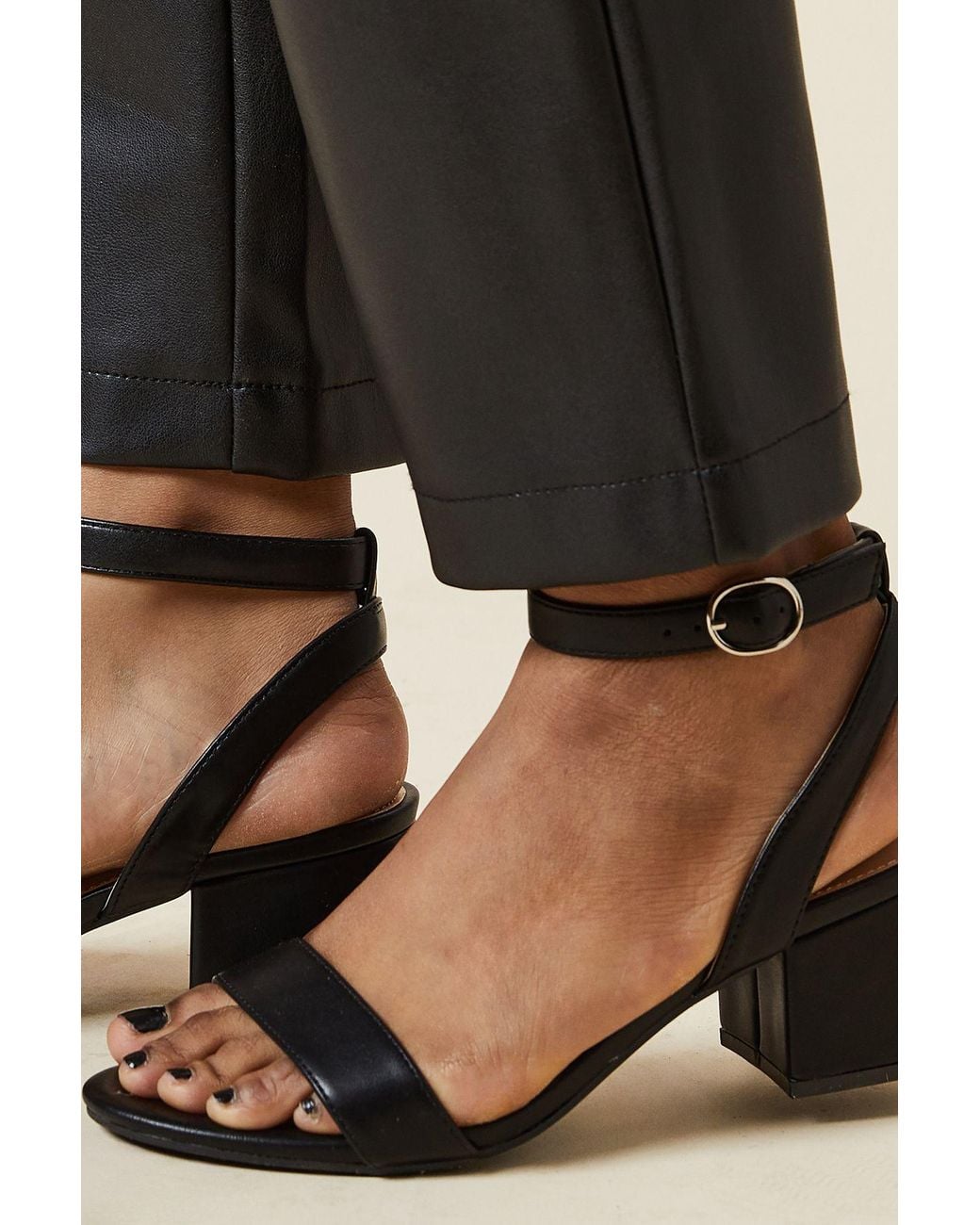 Dorothy Perkins Black Wide Fit Tommi Barely There Mid Block Heel Sandals