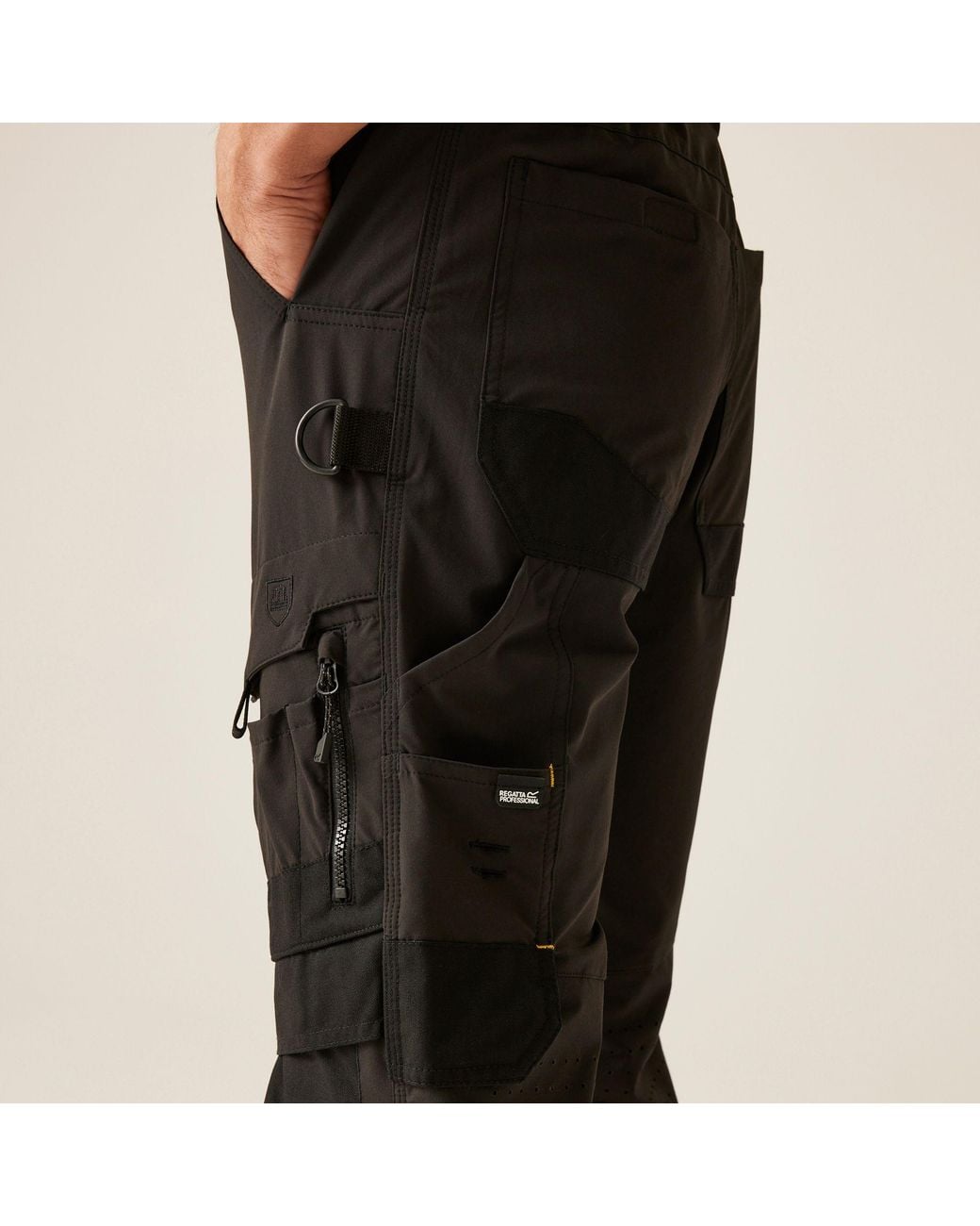 Regatta Black Hi-Vis X-Pro Stretch Holster Work Trousers for men