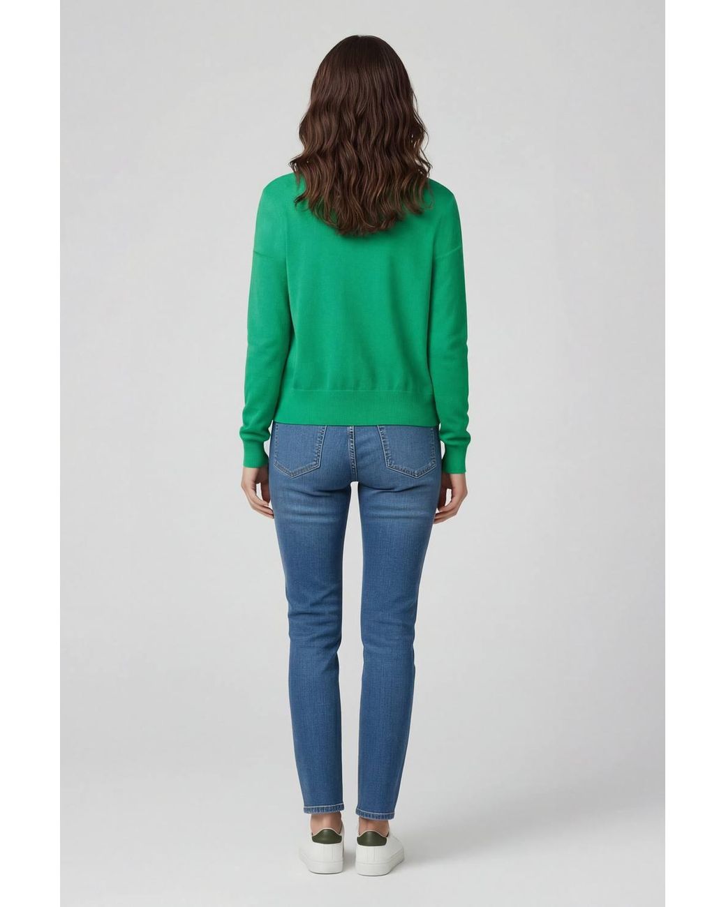 Lands' End Green Fine Gauge Cropped Cotton Cardigan